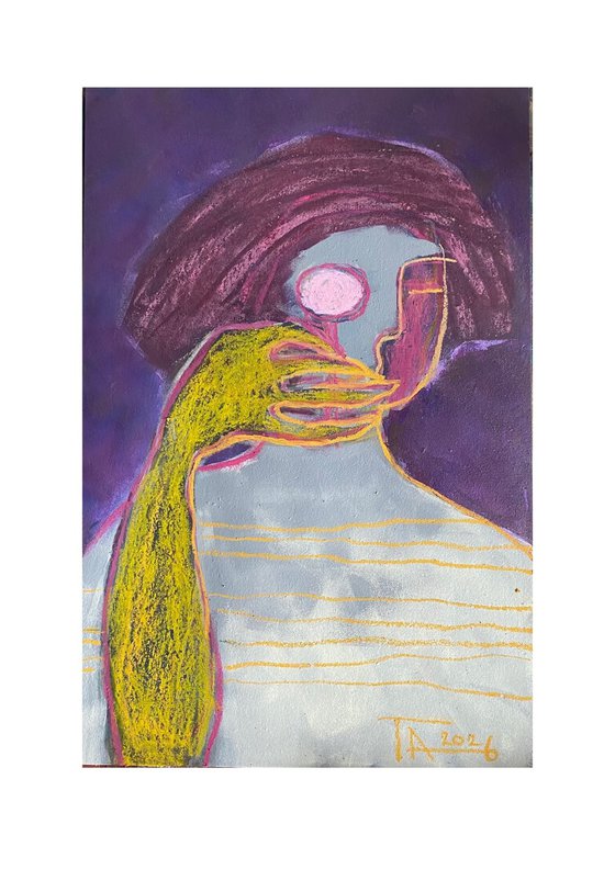 Portrait with Pink Glass.