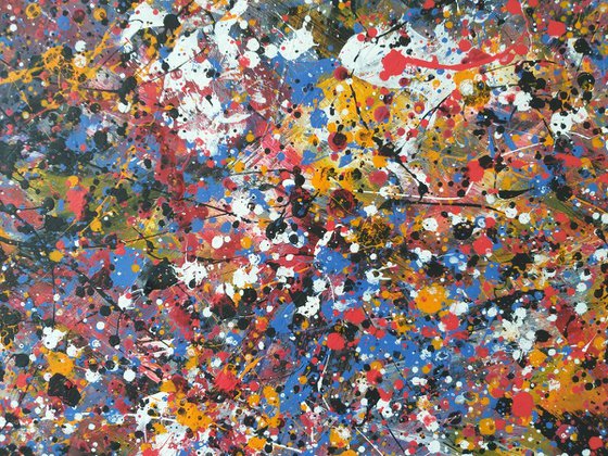Modern J. Pollock style acrylic by M.Y.