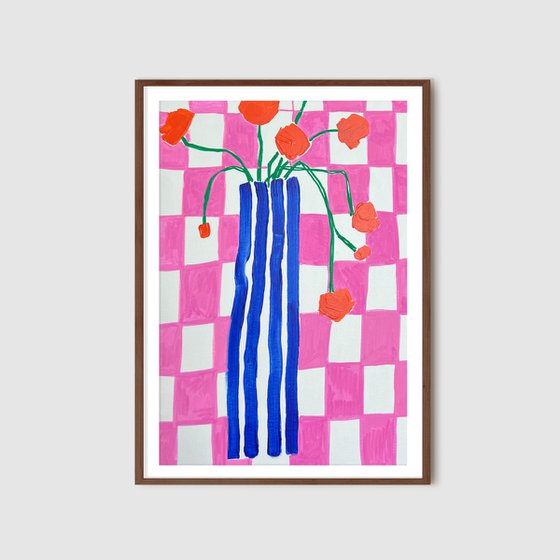 Pink Checkered Matisse Vase