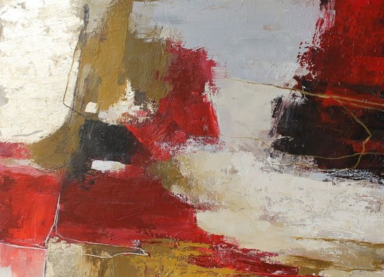 "Passion 2" Abstract red gold gray art