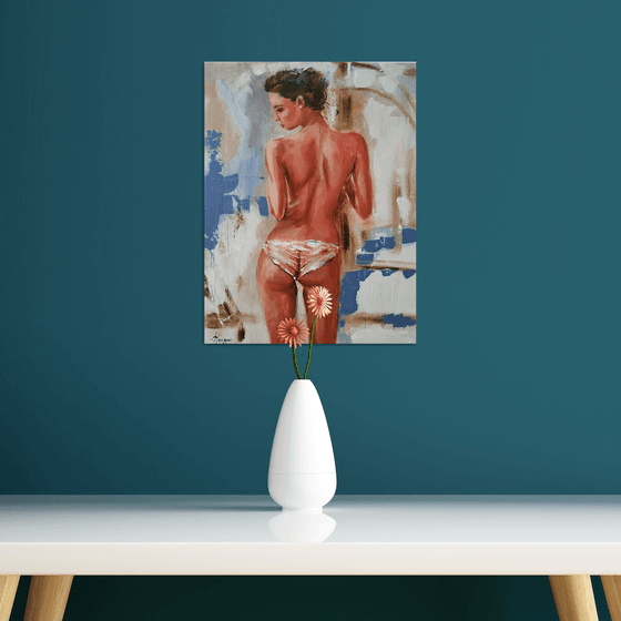 Personal Moment II -Woman Painting on MDF