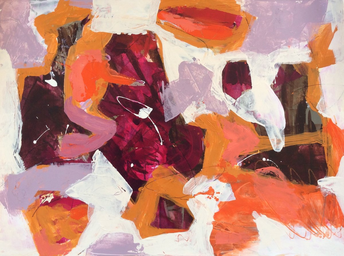 Abstract Acrylic Painting By Linda Coppens, 29 X 22", Swirling Luminescence, Original Artwork