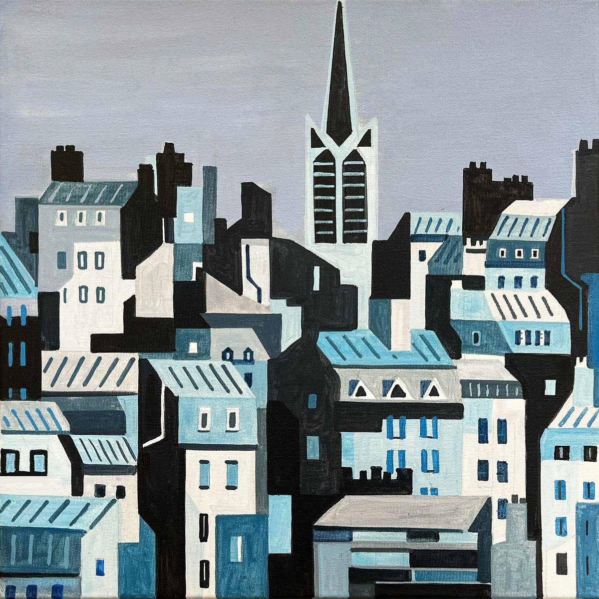 Urban And Pop Acrylic Painting , Paris-Roofs_04C By Andre Baldet, 16 X 16, Artwork For Sale On Artfinder