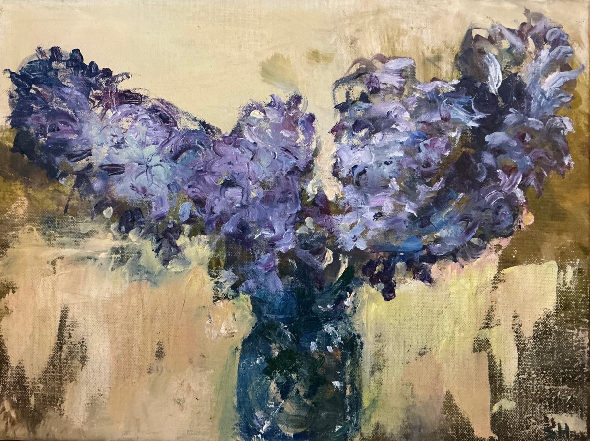 Expressive Oil Painting , Blue Hyacinths By Sandra Haney, 16 X 12, Artwork For Sale On Artfinder