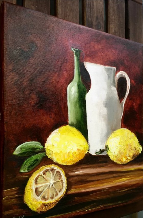 Bottles and lemons.