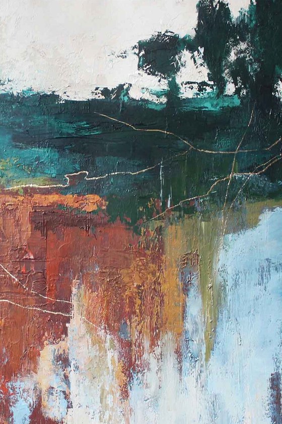 "Northern forest 2" Abstract green nature art