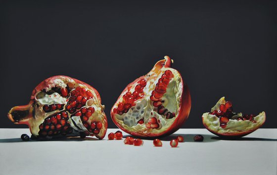 Still life with pomegranate , Original oil on canvas painting