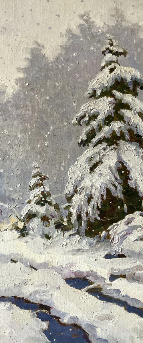 Winter Christmas Landscape by Evgeniia Mekhova