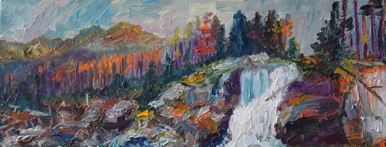 Oil painting November in mountains High Tatras