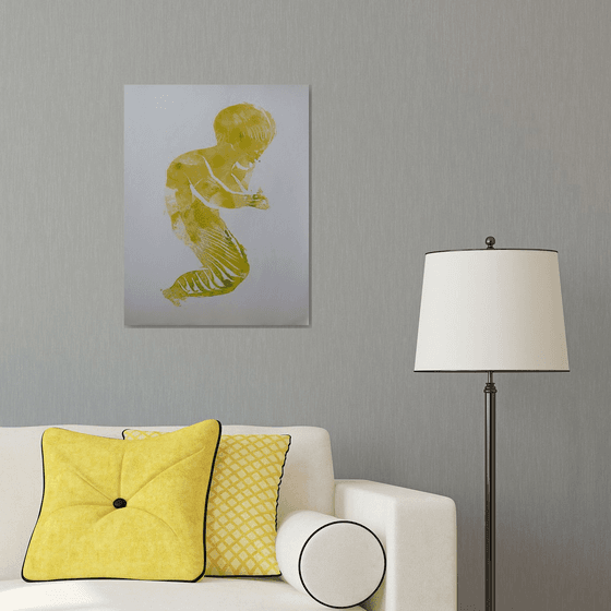 The Baby Mermaid, monoprint 65x50 cm