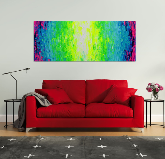 YGBM - 200X80 cm Large Colorful Palette Knife Relief Abstract Painting