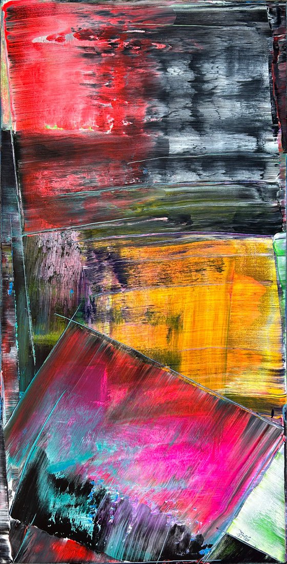 "Smooth Operator" - Original Large PMS Abstract Acrylic Painting On Canvas - 24" x 48"