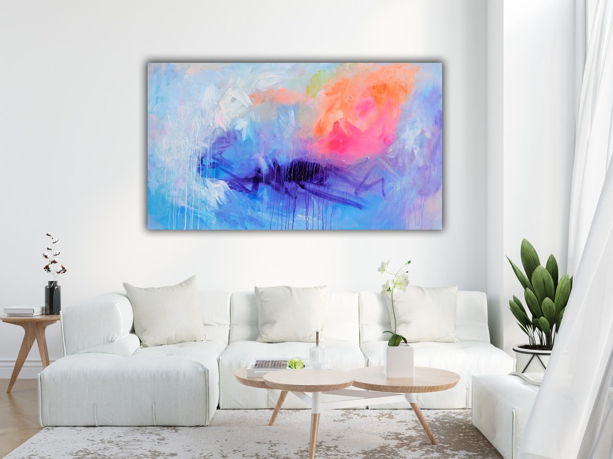 Organic Abstract Acrylic Painting By Soos Tiberiu, 55 X 31", Complementary Patterns 14, Original Artwork