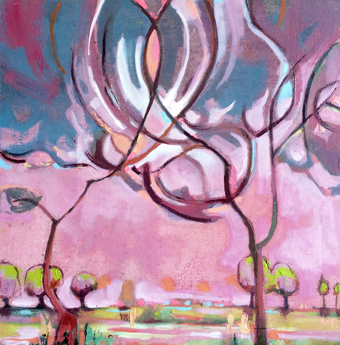 Impressionistic Landscape Oil Painting By Guy Pickford, 12 X 12, Touch, Original Artwork