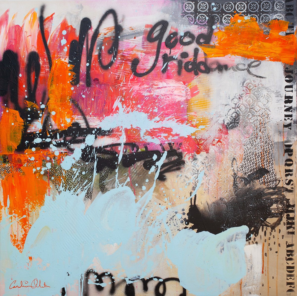 Organic Abstract Acrylic Painting By Carolina Alotus, 39 X 39, Good Riddance, Original Artwork