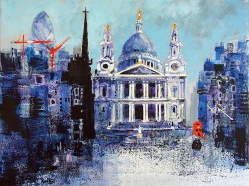 ST PAULS AND BUS by Colin Ruffell