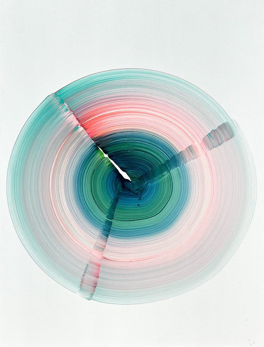 Organic Abstract Acrylic Painting By Nikolaos Schizas, 38 X 51", Circle 2.5, Original Artwork