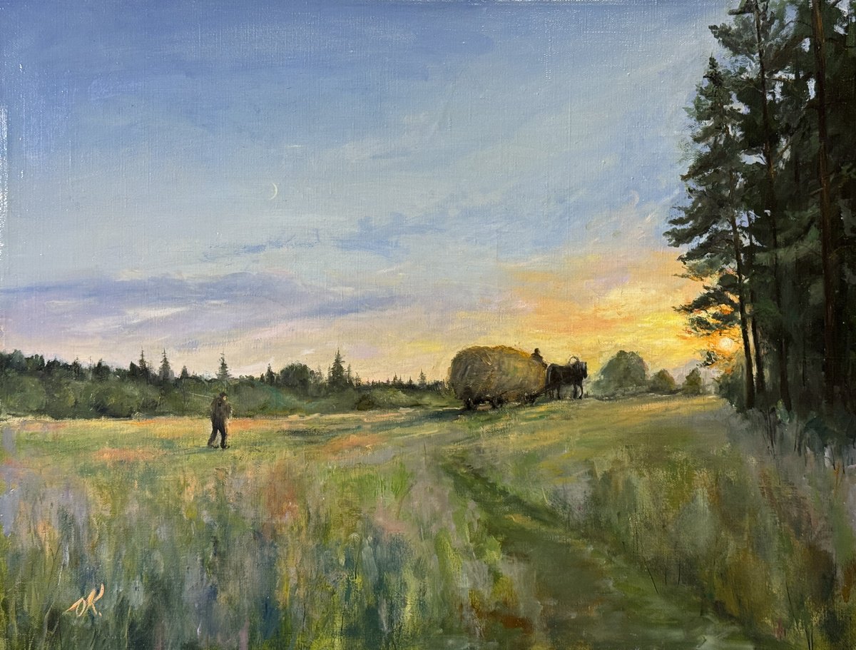 Returning From Haymaking By Oleg Kamaev, 28 X 20, Artwork For Sale On Artfinder