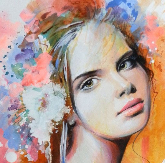 "Flora " girl face portrait abstract
