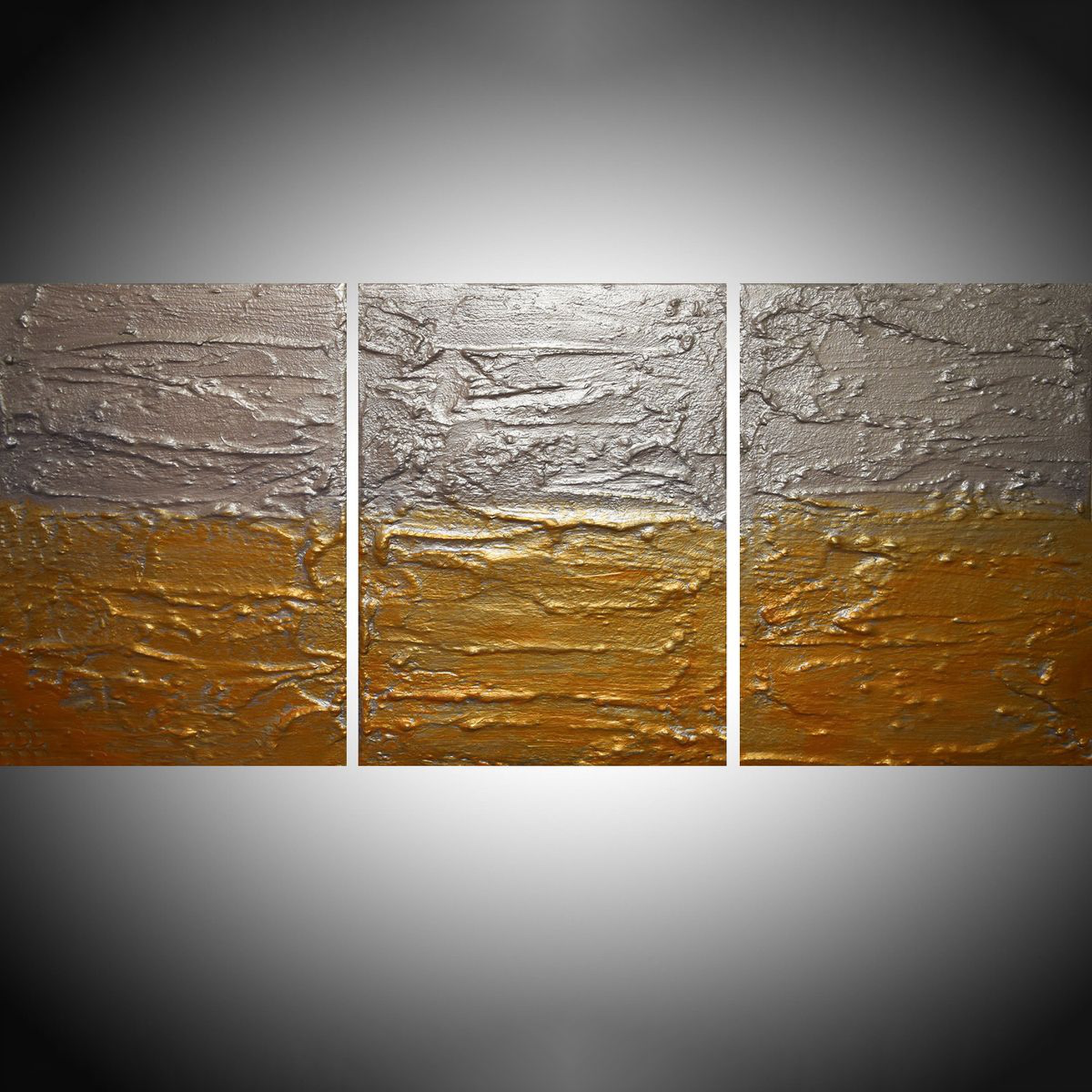 Triptych 3 Panel Wall Art Metallic Silver Gold Artfinder