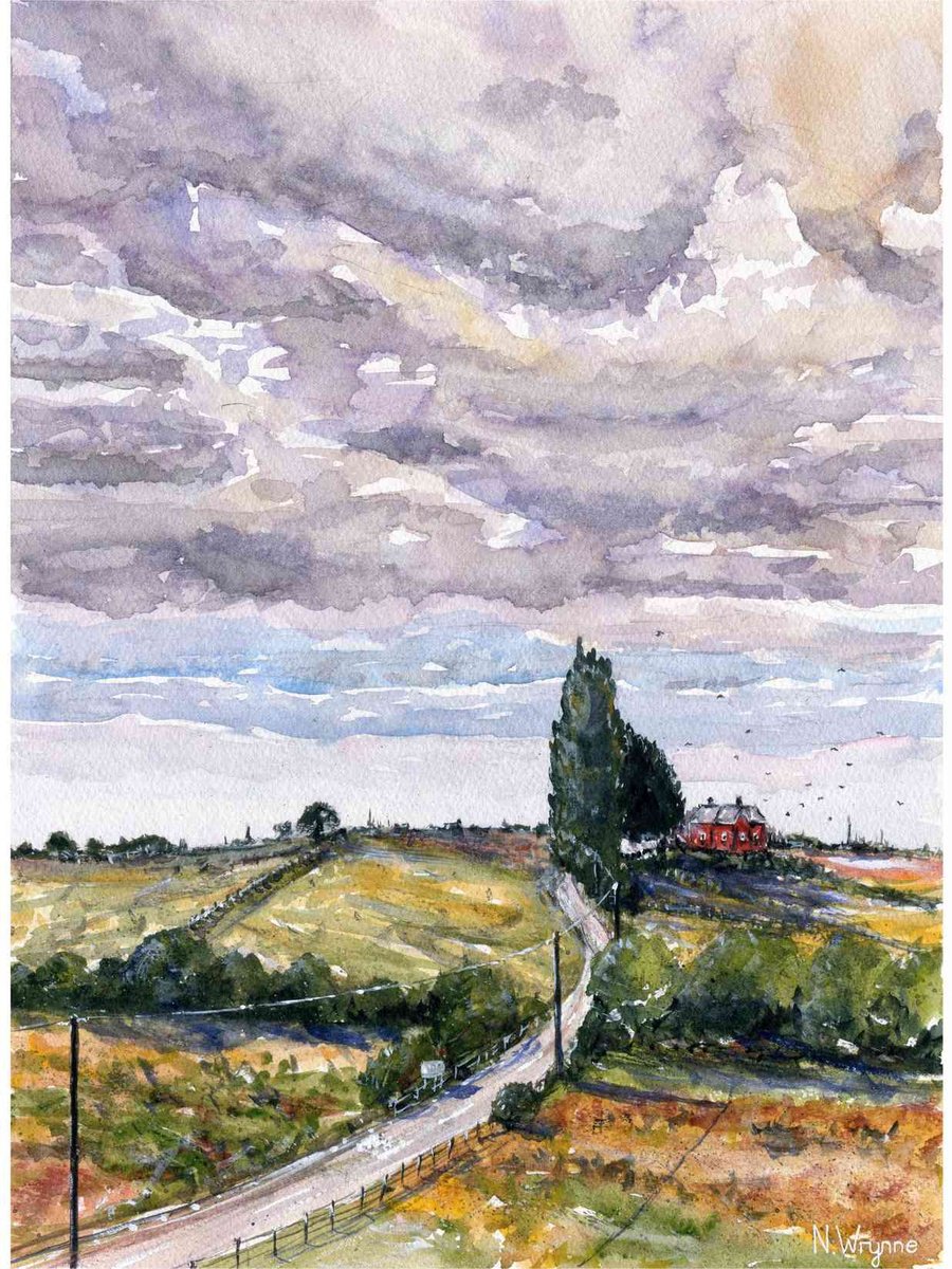 Impressionistic Landscape Watercolour By Neil Wrynne, 11 X 15", The Quiet Lane, Original Artwork