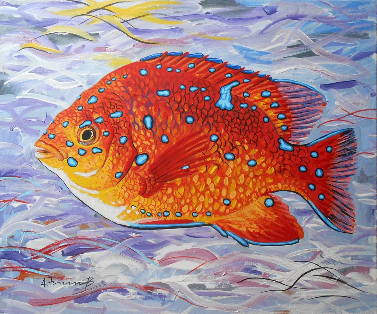 Fish on Abstract Background II by Alexander Titorenkov