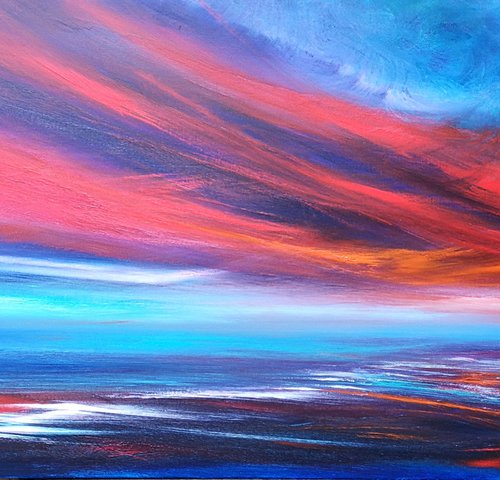 Crimson Passion - seascape, emotional, panoramic by Mel Graham