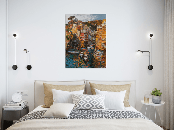 Riomaggiore, Cinque terre - Italian Landscape painting