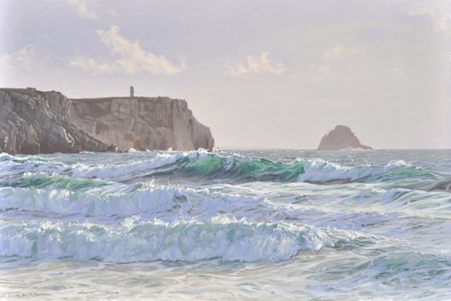 Crozon peninsula, waves at sunset by ANNE BAUDEQUIN