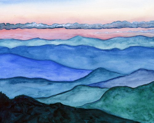 Blue Ridge Watercolor Blue by Catherine Twomey