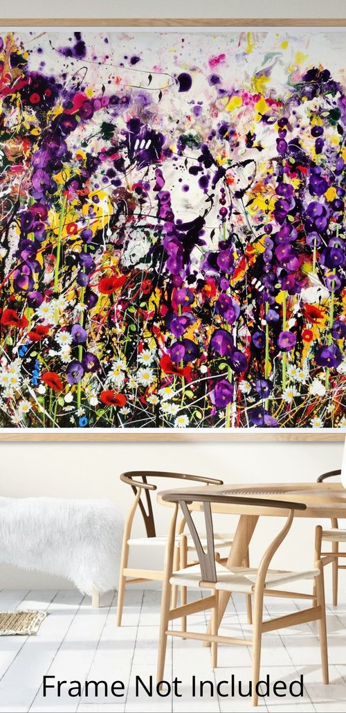 Indigo Entropy Floral Landscape by Angie Wright