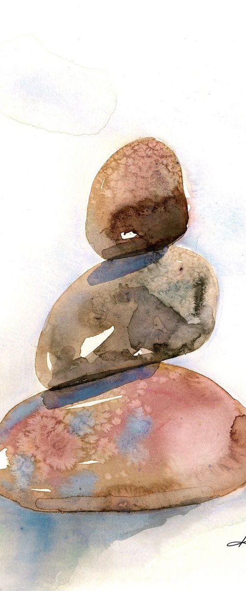 Meditation Stones 16 - Minimalist Water Media Painting by Kathy Morton Stanion by Kathy Morton Stanion