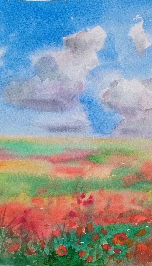 Field of Poppies by Ann Krasikova
