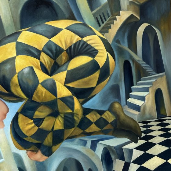 Original Oil Painting The Equilibrist Dream