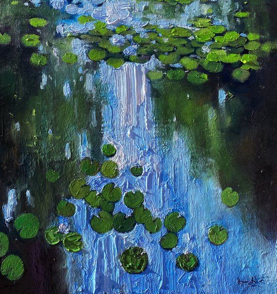 "Water-Lilies pond"original oil painting by Artem Grunyka