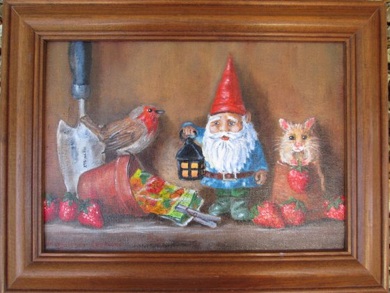 Gnome, Mouse, bird Garden Shed