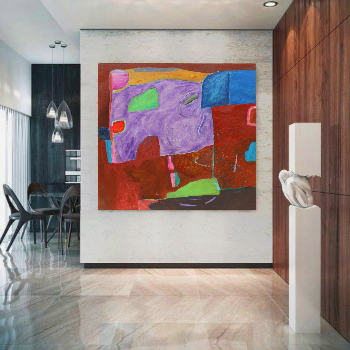 Geometric Abstract Oil Painting By Sergiy Dekalyuk, 81 X 76", Untitled, Original Artwork