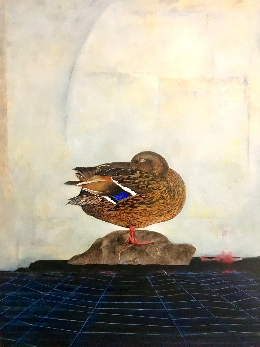 Let the whole world 60X80 cm - wait figurative, original animal painting, animal design oi... by Elena Troyanskaya
