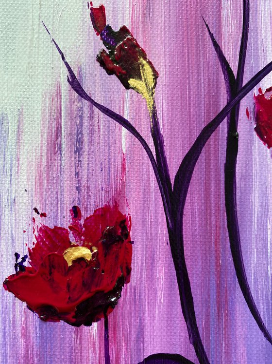 Abstract Poppies on an Elongated Canvas