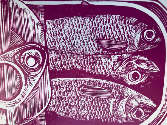 Tin of Sardines Linocut (Unframed)