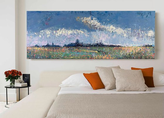 Skyline 80x30" 203x76 cm XXL Abstract Landscape by Bo Kravchenko
