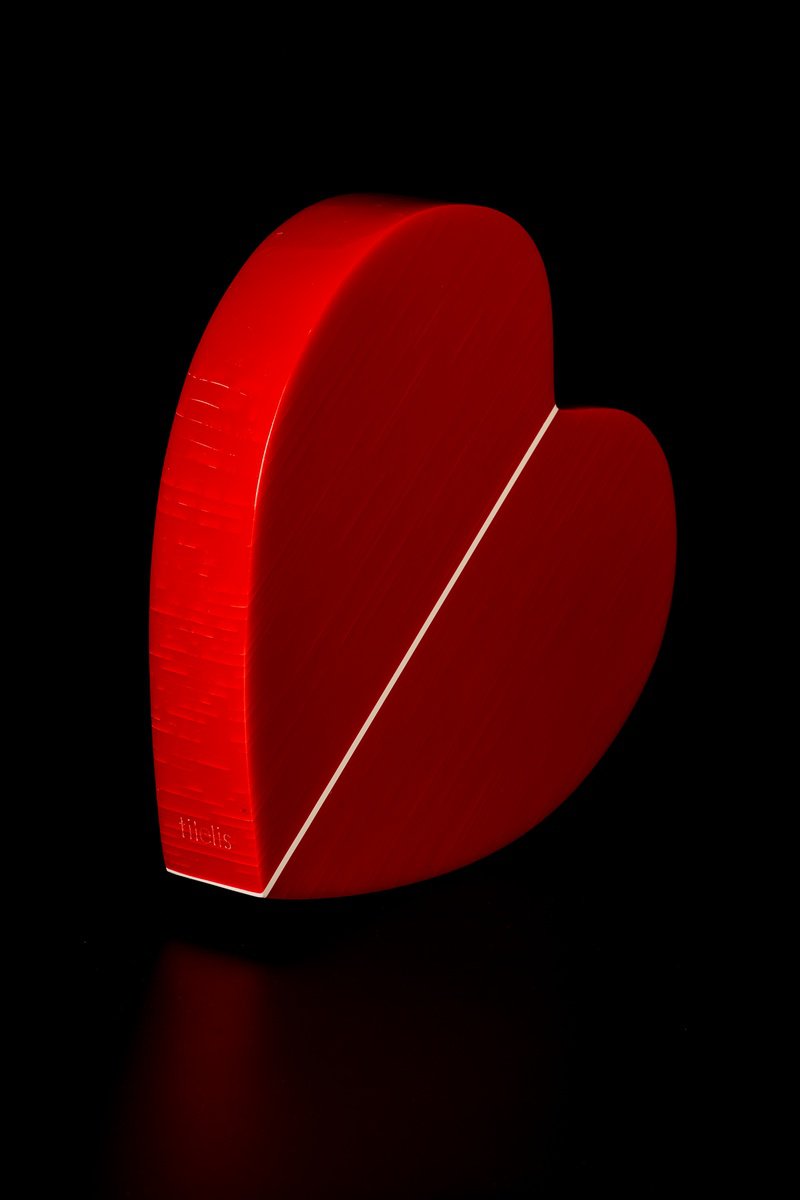 Abstract Sculpture By George Tilelis, 10 X 10, Full Heart (Red), Original Artwork