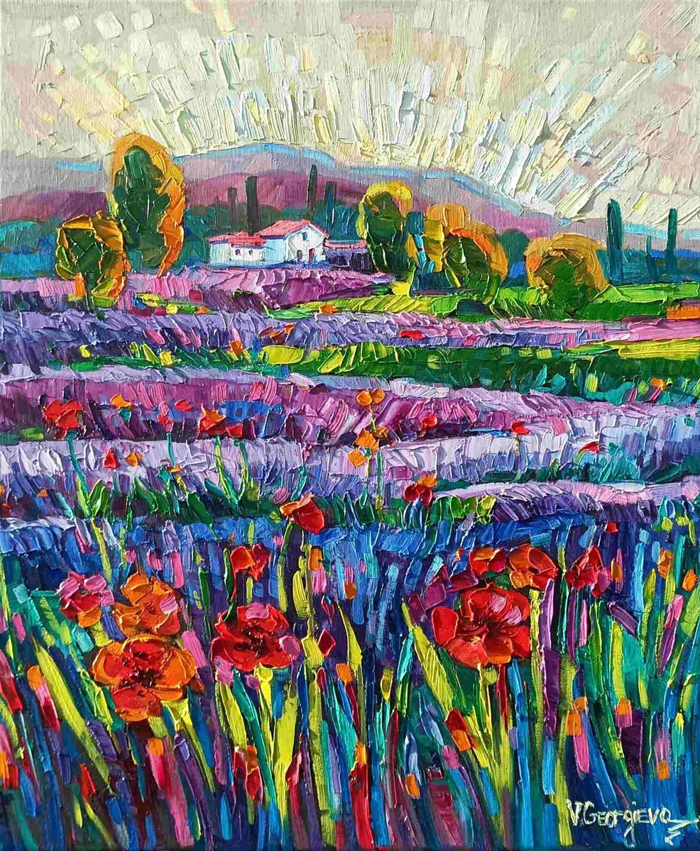 Expressive Landscape Oil Painting By Vanya Georgieva, 20 X 24", I Love This Painting 2, Original Artwork