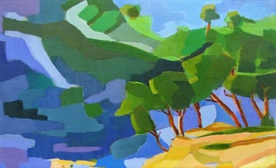 Bathers in Mediterranean cove