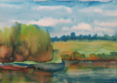 Early summer - watercolor landscape by Julia Gogol
