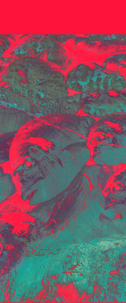 PhotoCollage Red Fish Sea Sand by Yuliia Sharapova