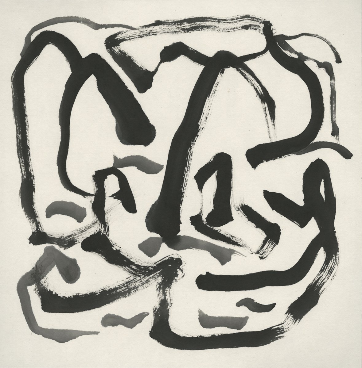 Organic Abstract Ink Drawing By Lee Man Ki Joyce, 14 X 14", Untitled 1, Original Artwork