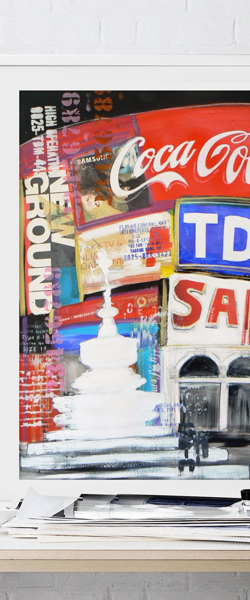 Study for Metropolis - Piccadilly Circus #1 (London, Eros, Piccadilly Circus, urban landscape semi abstract artwork) by Carolynne Coulson