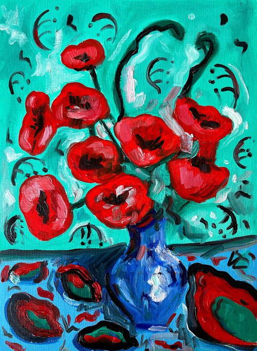 Red poppies by Maiia Axton