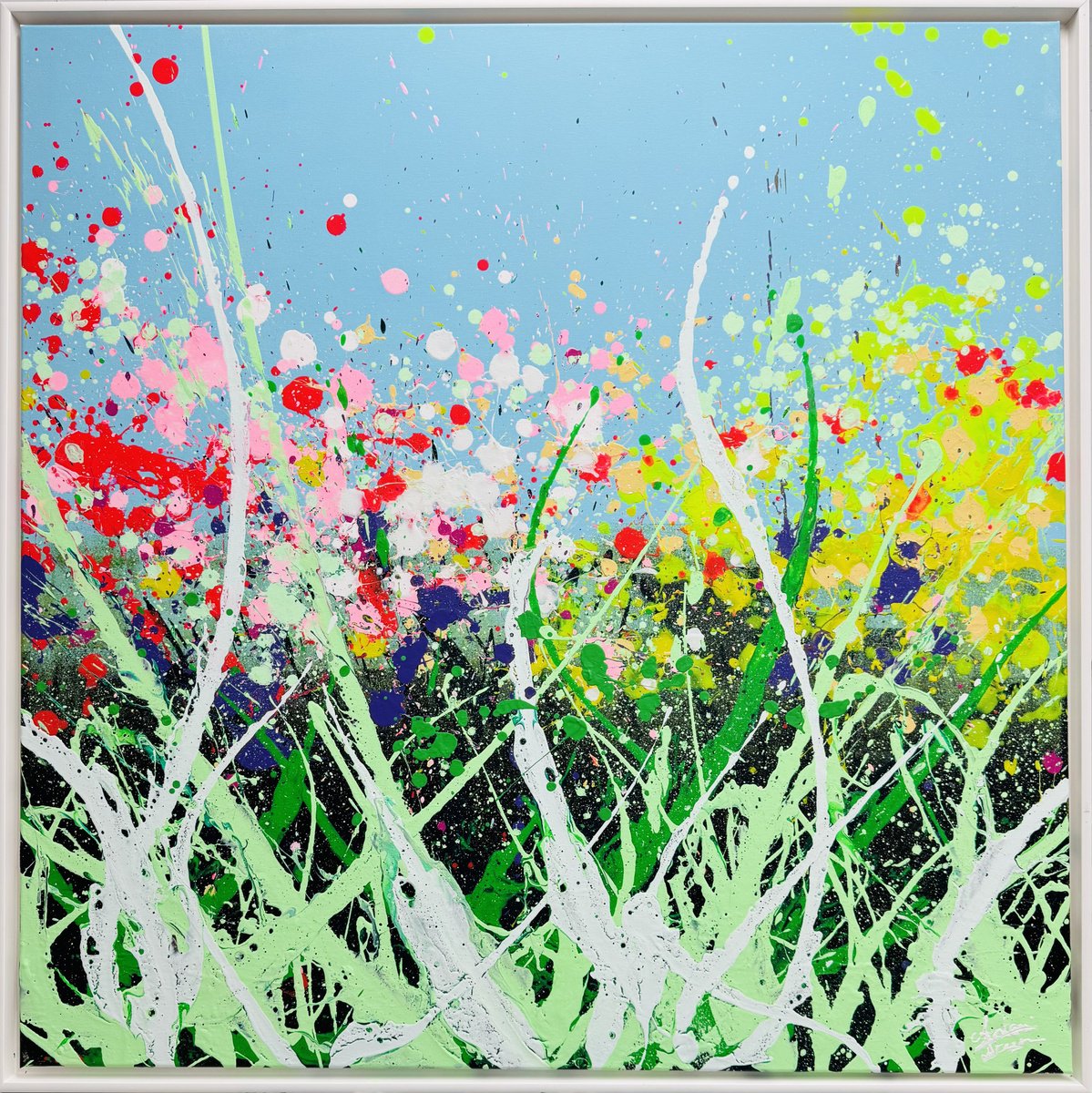 Impressionistic Landscape Acrylic Painting By Antoni Dragan, 41 X 41, Eternal Bloom, Original Artwork